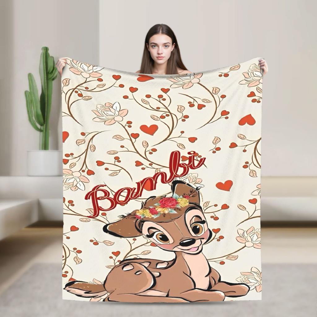 Cartoon Deer  Bambi Blankets  Fleece Funny Breathable Throw Blankets for Bed Sofa  Winter