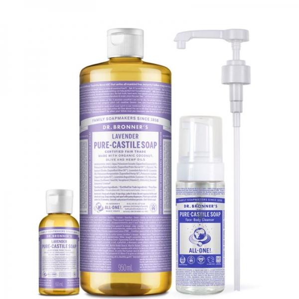 

Очищающее мыло Dr Bronners Castile Lavender 950 мл 60 мл, корейская косметика