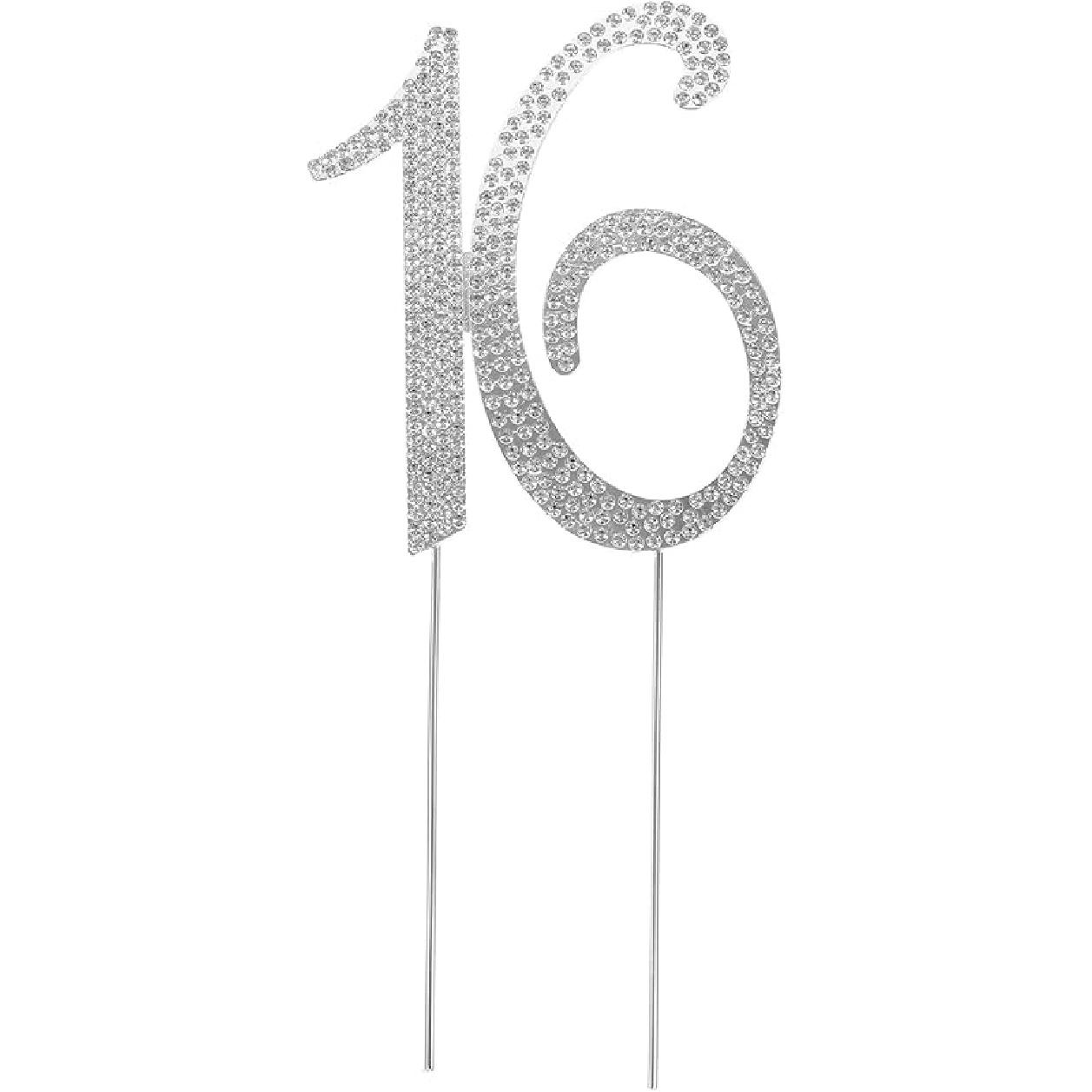 

VALICLUD Стразный топпер для торта на День рождения, Юбилей, Элегантное серебристое украшение, Многоразовый для вечеринок и торжеств 16