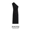 Western Style New Product Women Clothes Asymmetric Pleat Decoration Sleeveless Slim Fit Long Midi Dress 1165738