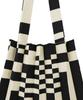 Pleatsmama Grid Black Tote Bag