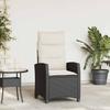 VidaXL Reclining Garden Chair with Side Table Black Polyrattan, Reclining Patio Chair, Garden Armchair 4108270