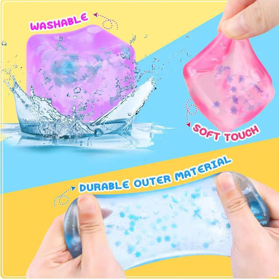 NeeDoh Nice Cube Squishy Stress Relief Toy Soft Cube Sensory Fidget Squeeze Ball for Kids Teens Adults Red Purple Blue