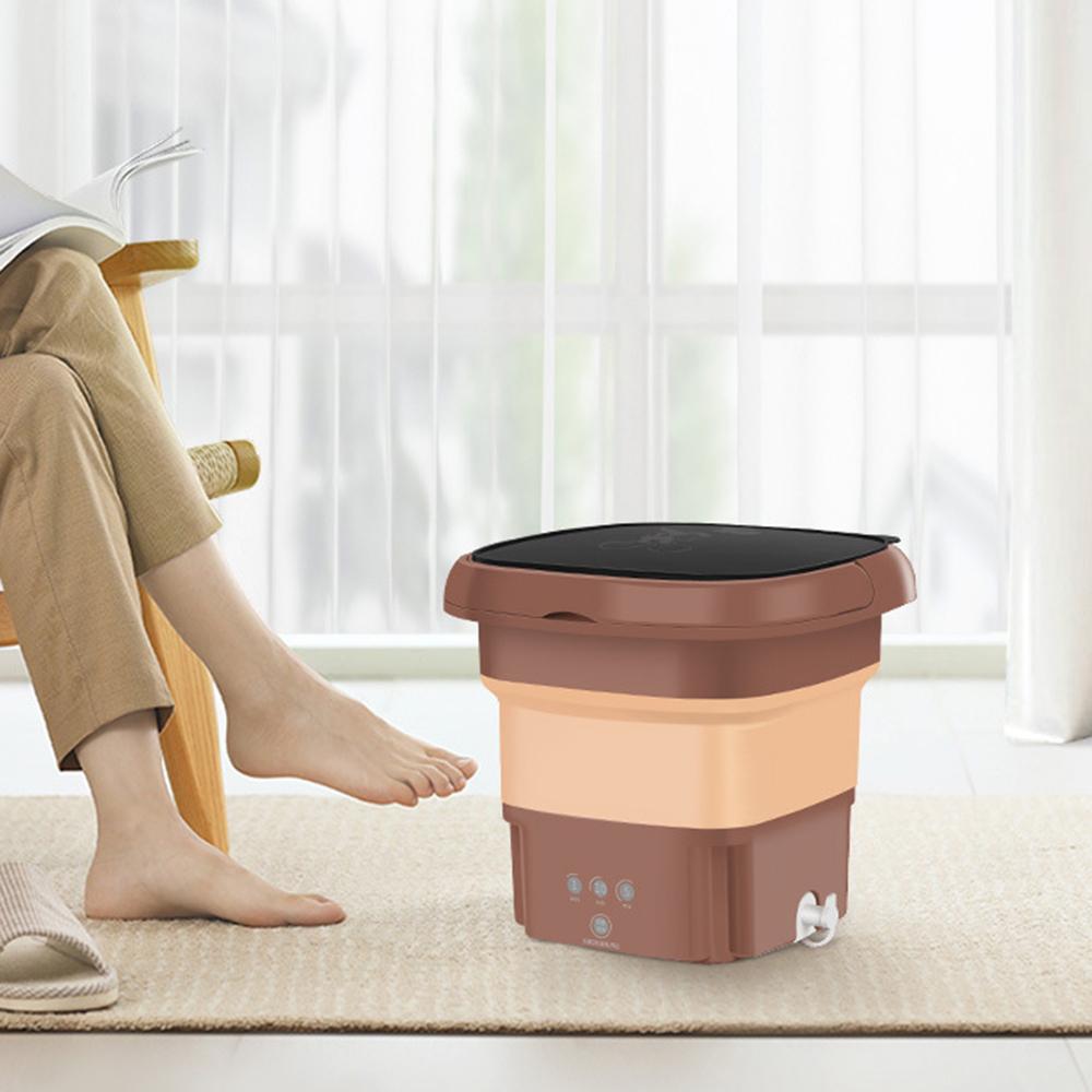New Folding Washing Machine Portable Mini Socks Underwear Cleaning Machine Chocolate Color Home Appliance
