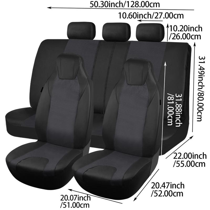 AUTO PLUS High Back Car Seat Covers Universal Size Fit For Most Car SUV PU Leather Spliced With Dot Jacquard Fabric Seat covers