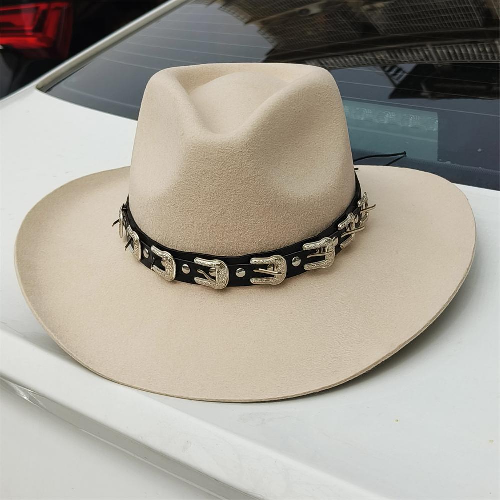 55-60 cm große Größe Hut WOLL Cowboyhüte für Männer Frauen Cowboyhut Gürtel breite Krempe Filzhut kundenspezifisch 4 Größen Outdoor Sombrero Hombre