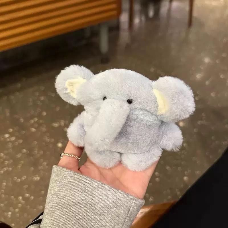 Cute Pink Plush Elephant Case, Soft Protective Cover for Apple AirPods Pro 3 / 4 Gen airpods 1/2 generation