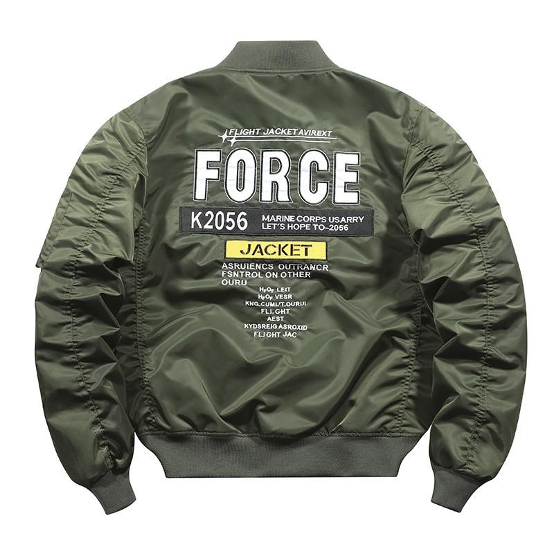 Mens Heavy Embroidery MA-1 Style Pilot Jacket Nylon Outerwear Casual Workwear Lightweight Or Padded Version