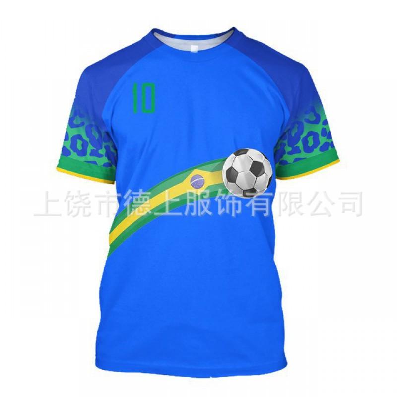 Herren T-Shirt Brasilien Fußball Nationalmannschaft Kurzarm Rundhals Feuchtigkeitsableitend Lässiges T-Shirt