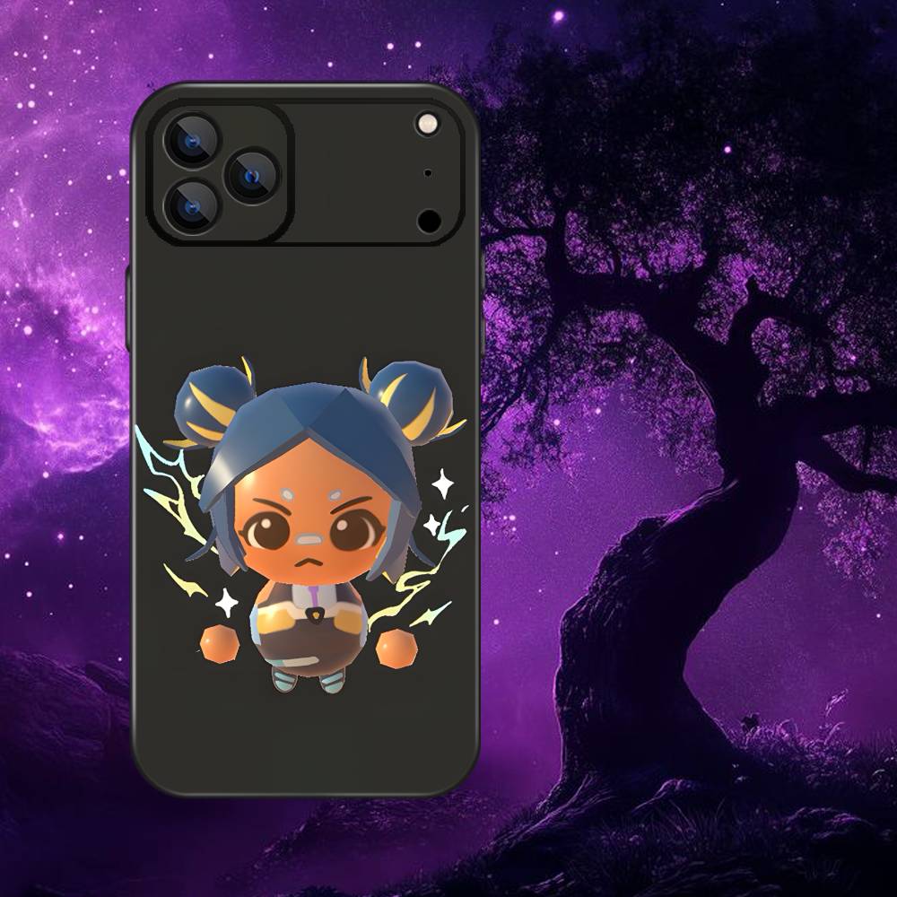 

Game V-Valorant Neon Phone Case For iPhone 17,16,15,14,13,12,Pro,Max,Plus,E,SE4,Air,Mini Black Soft Box iPhone14Plus