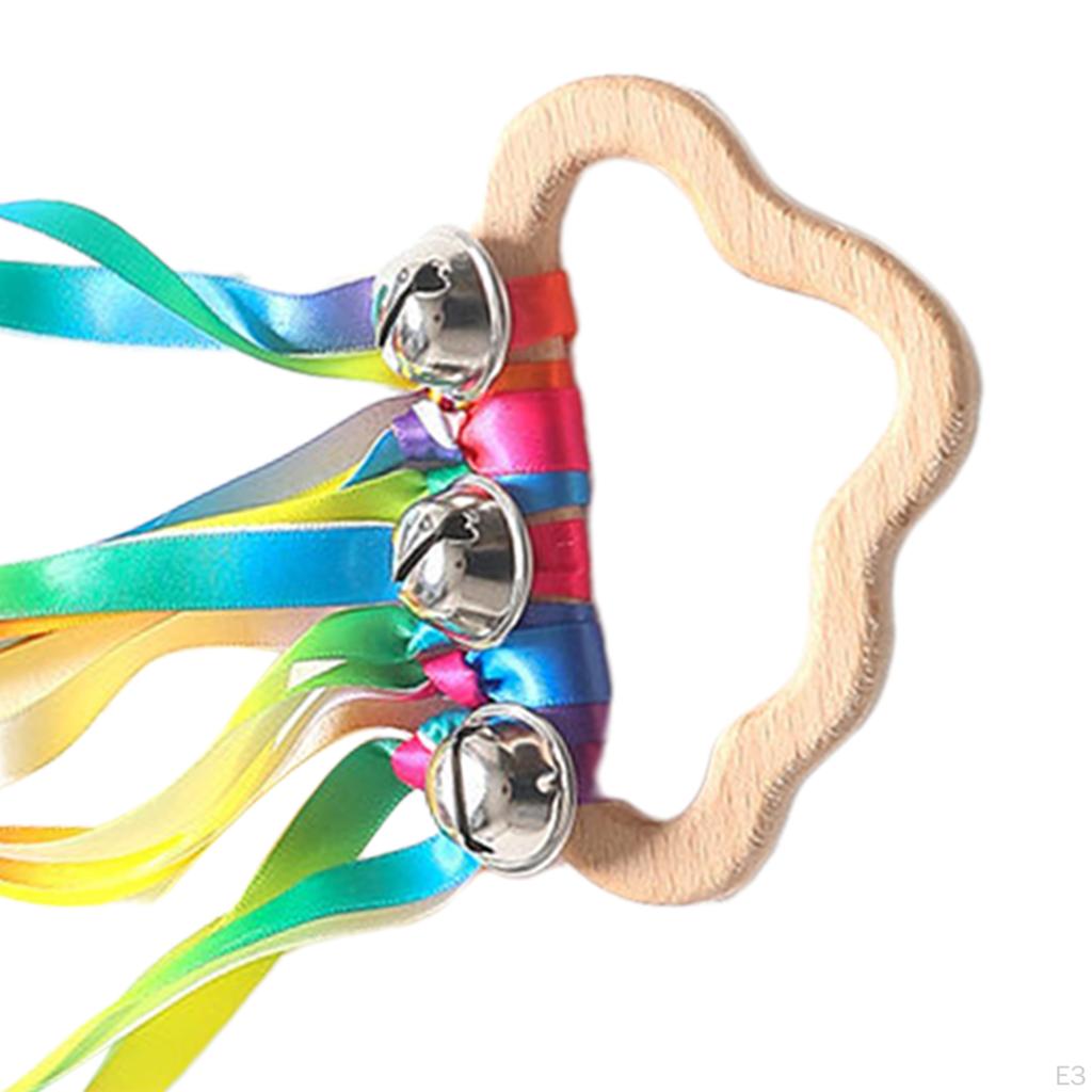 Kids Toys Montessori Rainbow Ribbons, Colorful Wooden Hand Sensory Toys,Dancing Ribbon