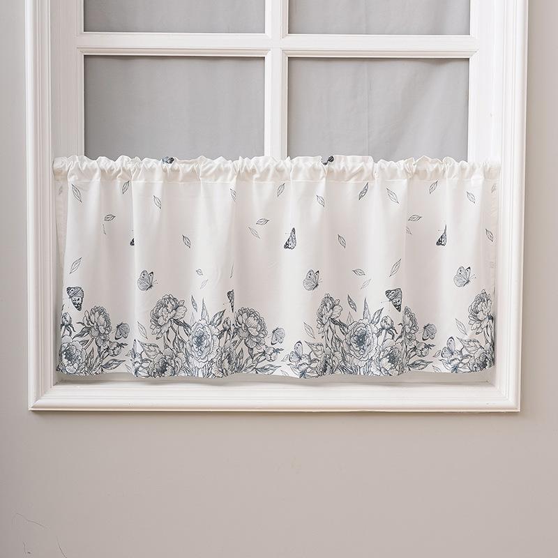 

Drapery with lavender and butterfly print curtain Short Curtains Curtains for Living Room Bedroom Door Window Blinds 1