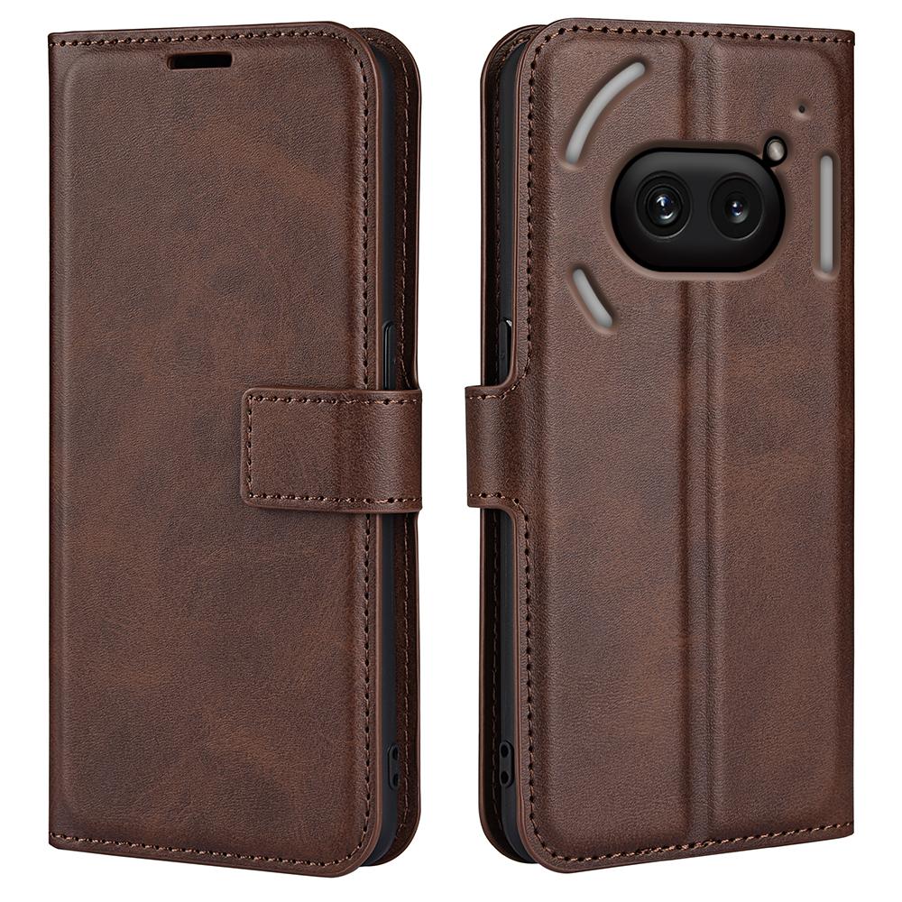 

For Nothing Phone (2a) Plus/Phone (2a) Case PU Leather+TPU Phone Shell Calf Texture Wallet Stand Cover Brown