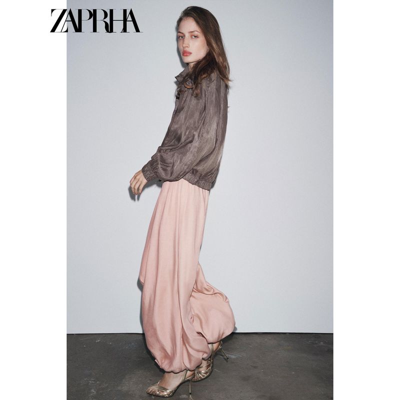 Zaprha 2025 Autumn New Women Sweet Versitile Fashion Mid Waist Loose Puffy Casual Trousers 2183243