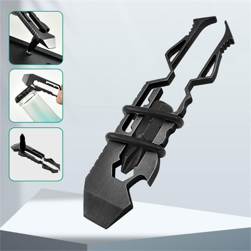 Portable Stainless Steel Multifunction Tool With Screwdriver Hexagonal Wrench Bottle Opener Tweezers For Travel
