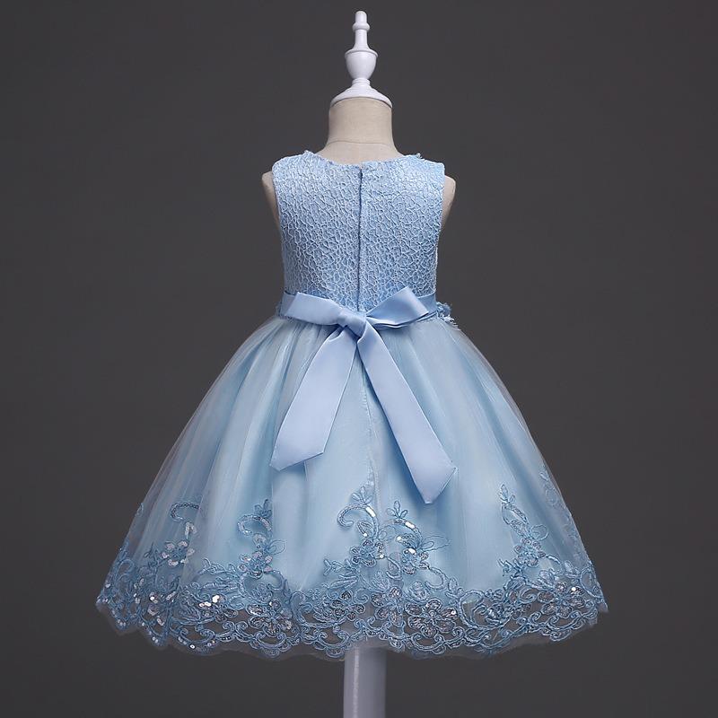 Abito Principessa Bambina Ricamato Perline Abito Formale per Festa di Matrimonio