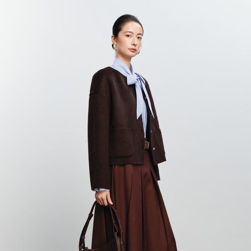 Eifini Women's Short Wool Blend Lapel Coat