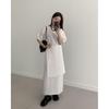 French Round-neck Women's Dress with Lace-up and A Cinched Waist