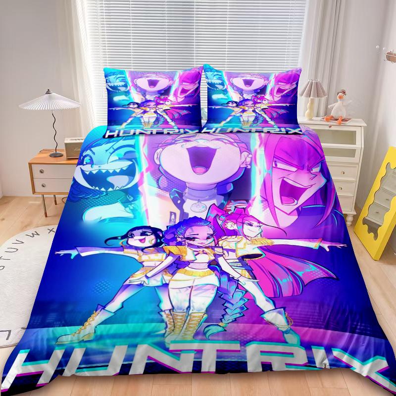 

Saja Boys 3pcs Duvet Cover Set K-pop D-Demon H-Hunters Bedding Set Comforter Cover Teens Kids Gifts Bedroom Decor EU Single 135x200cm
