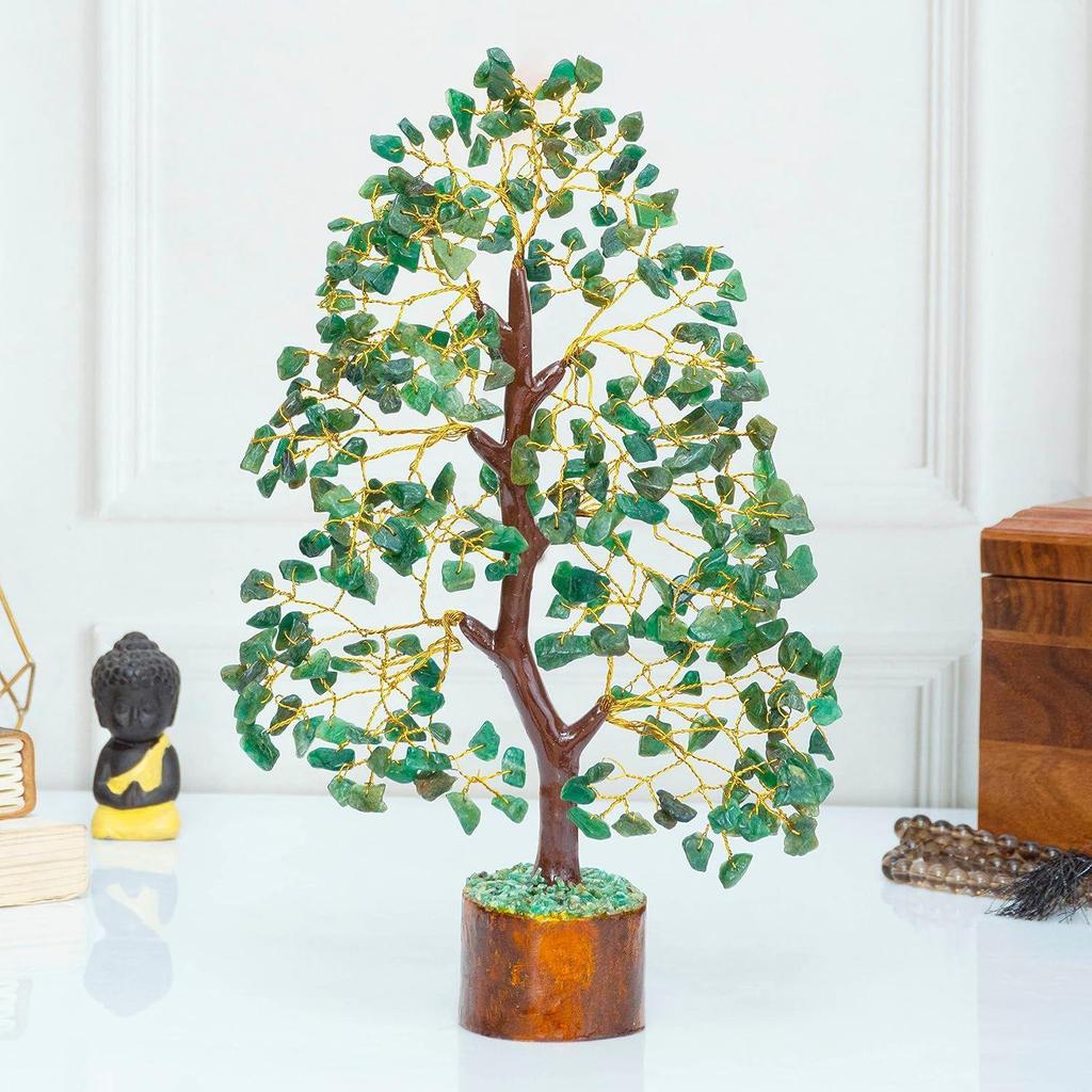Green Aventurine Crystal Tree Good Luck Showpiece for Home Decor Items Crystals Gemstones Bonsai Money Tree for Good Luck, Decoration Gift Item