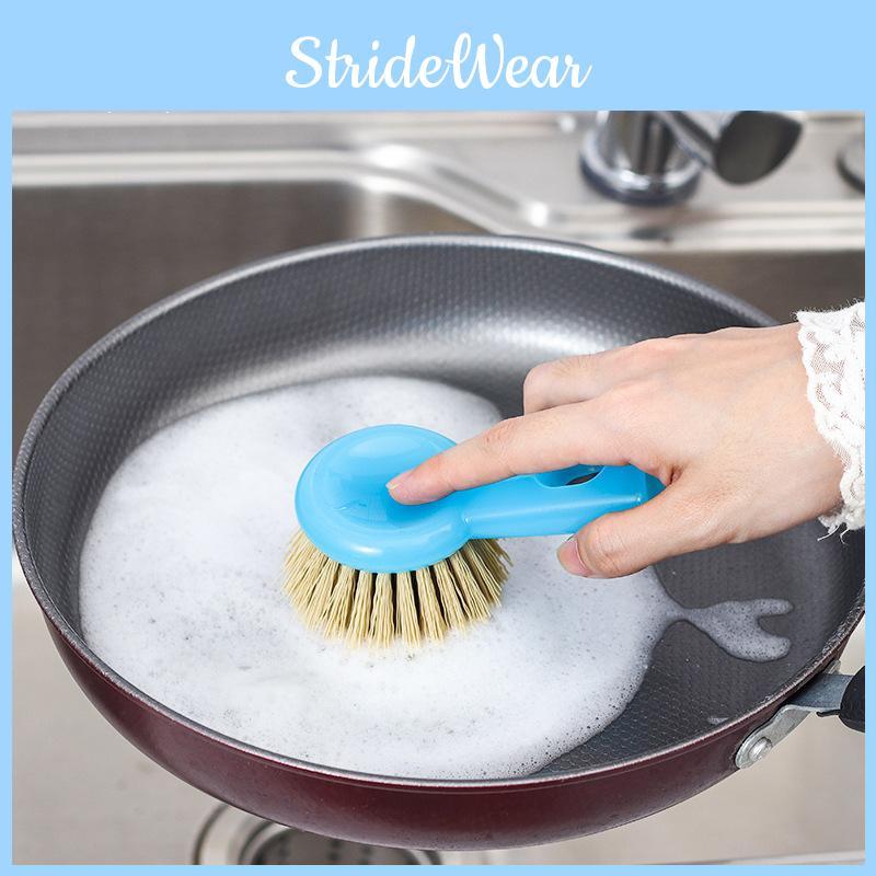 Abs Pot Handle Scrubber With Nylon Bristles For Easy Dishwashing Cleaning And