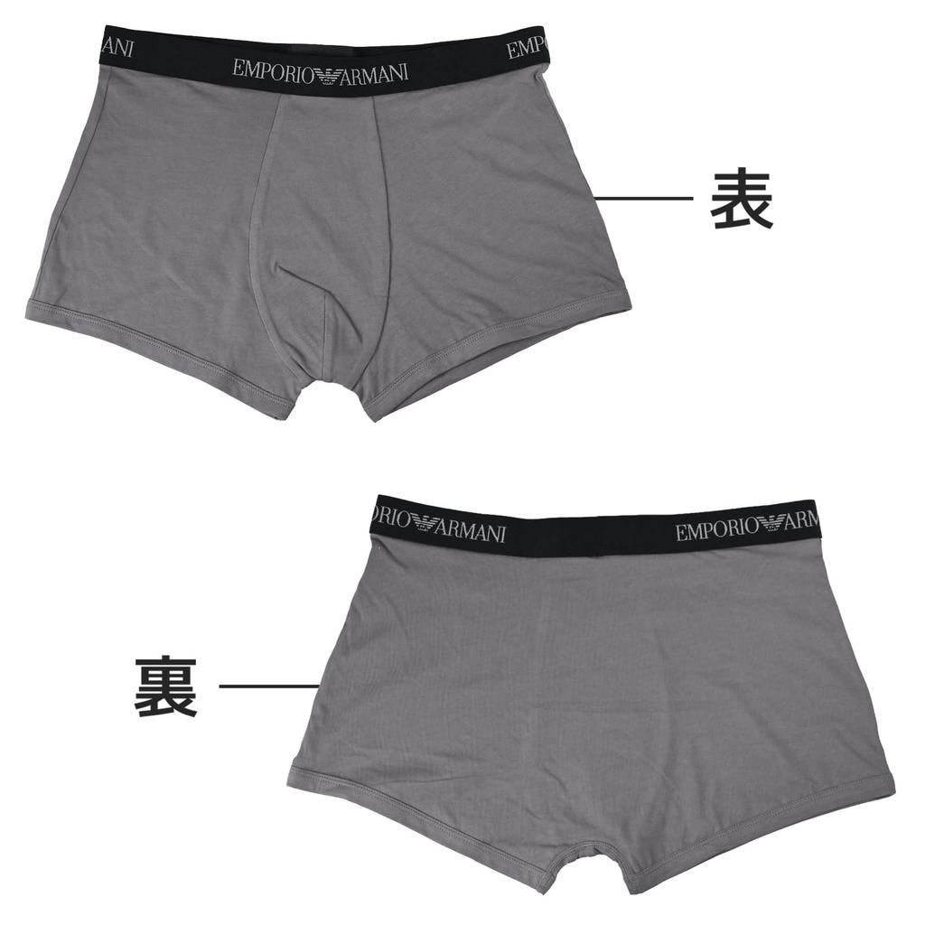 Emporio Armani men's boxer briefs, plain with logo, 3-pack, XL size, black/gray, EM000260 AF20671 MC374, Made in Italy [Parallel Import]