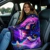 1pc Cute blue dragon holding gift box starry galaxy background soft flannel blanket throw blanket fantasy gift for kids