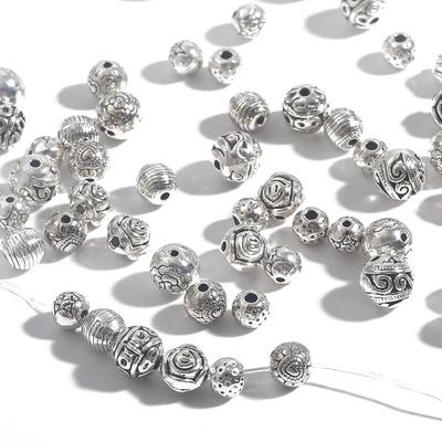 10-50 pezzi Design Diversi Metallo Argento Tibetano Perline Rotonde Accessori per Creazione Gioielli Fai da Te