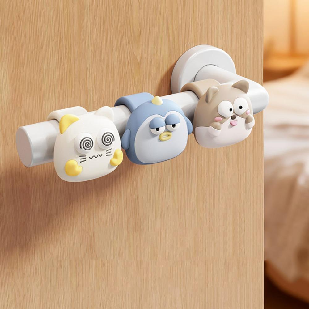Silicone Door Handle Impact Pad Anti-Shock Punch-free Wall Protector Cartoon Silent Door Handle Anti-collision Ring