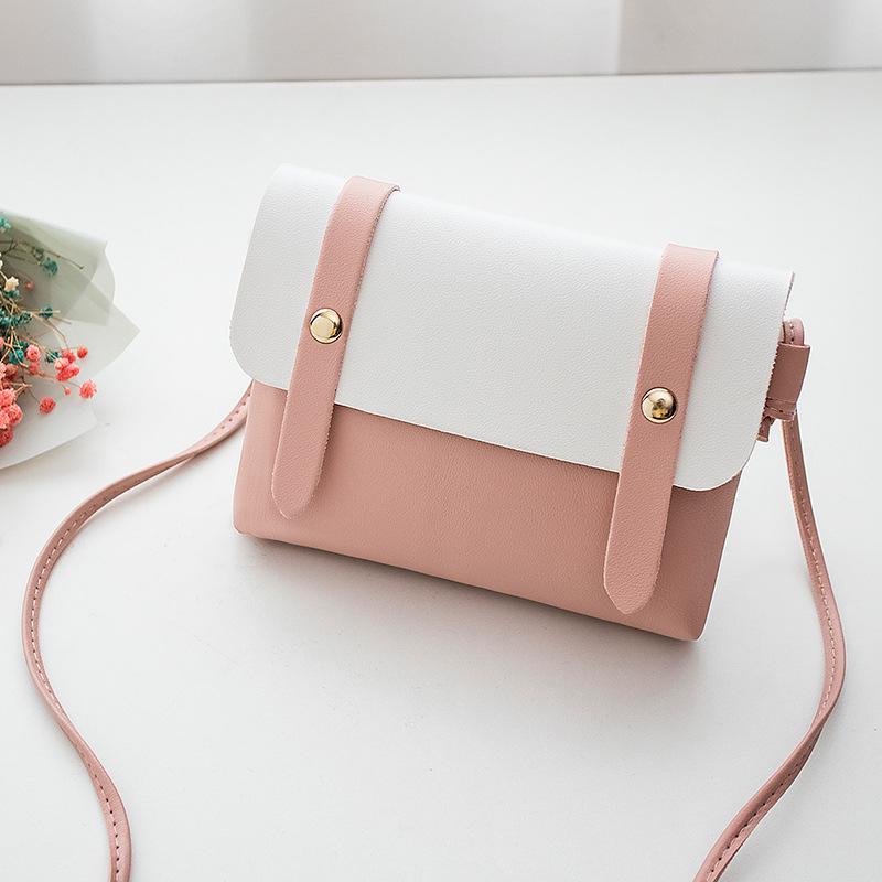 

Small fresh contrasting color small square bag shoulder bag fashionable versatile student mobile phone bag messenger bag bag female рожевий
