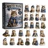 Cat Countdown Calendar Christmas Advent Calendar, 24 Day with Cute Ornaments, Festive Room Decor 2D Acrylic Kitty Holiday Decorations, Gift for Kids,