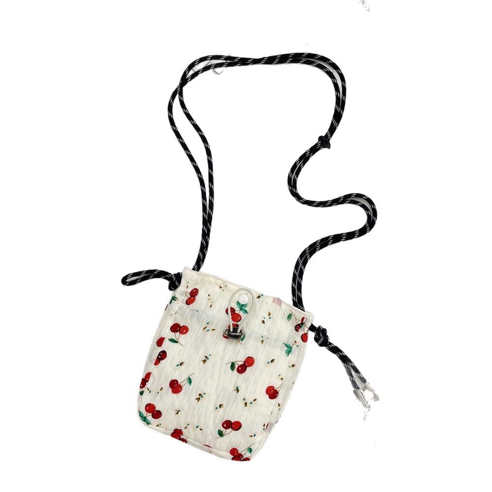 Floral crossbody canvas bag fashionable shoulder women's bag simple and fresh literary underarm bag mobile phone bag storage