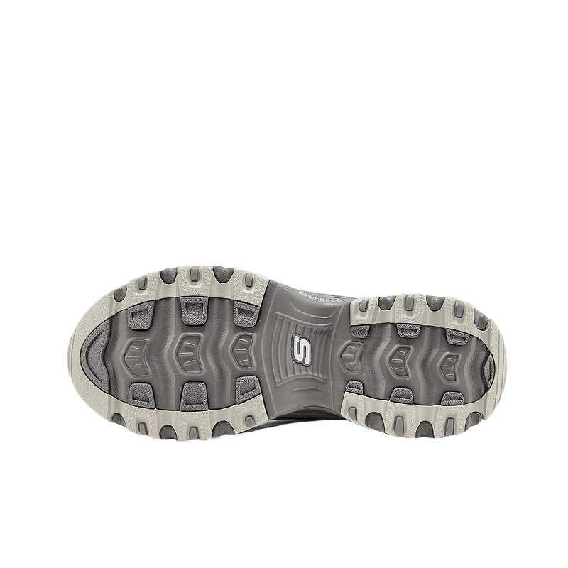 Skechers DLites Mesh Synthetic Leather Slip-Ons Thick Sole Comfortable Shock Absorbing Breathable Increased Height Low Top Dad Shoes 232668-GRY
