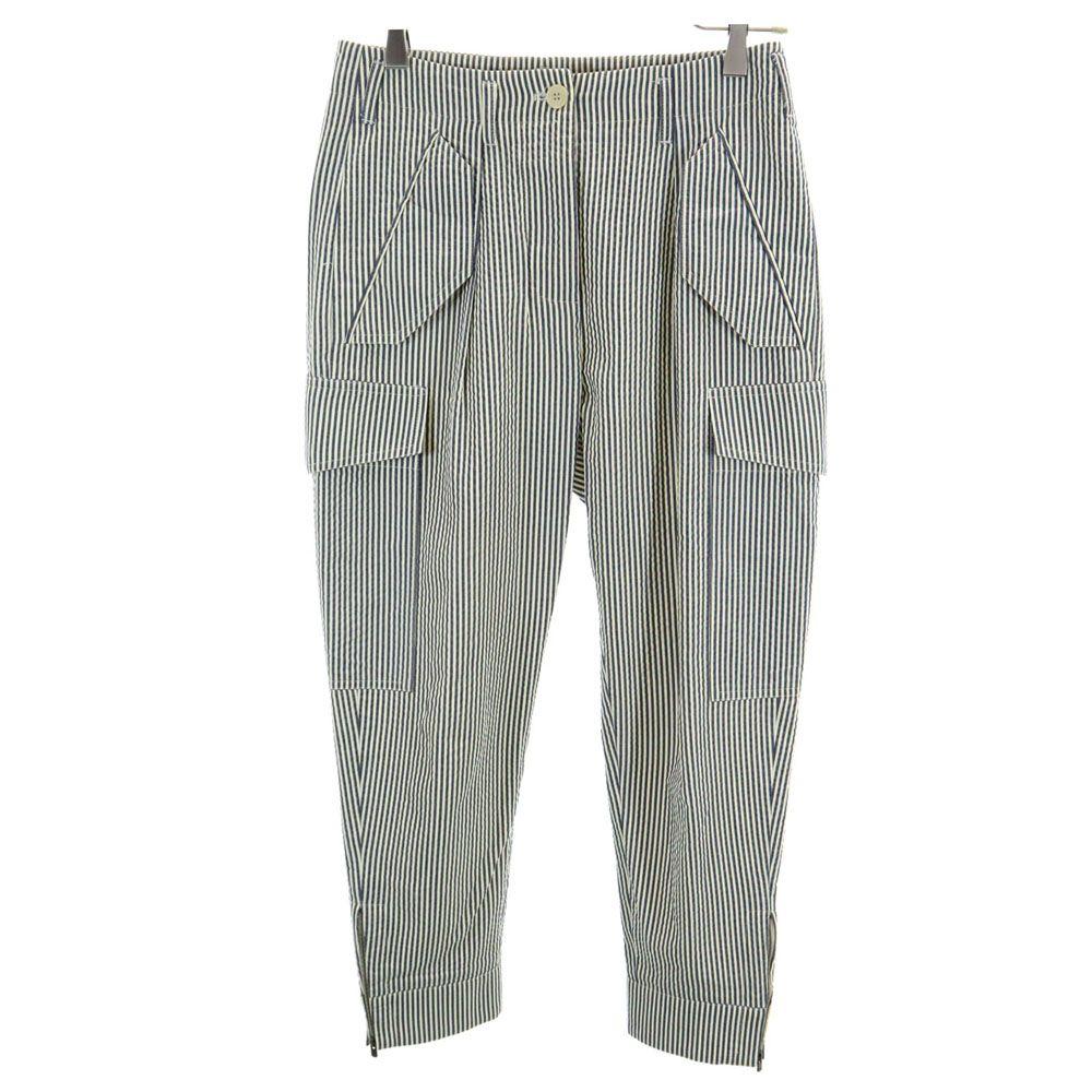 Stella McCartney Striped Pattern cargo pants 36 Navy x Ivory Button fly Women Used