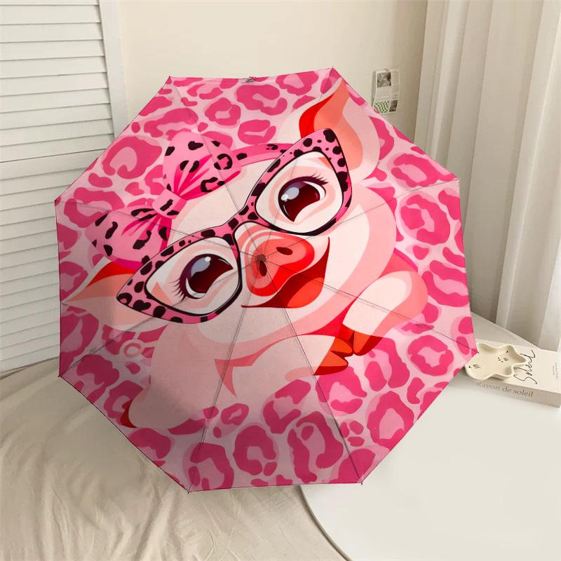 1pc Pink Pig Pattern Pattern Umbrella Design Automatic Opening and Closing Umbrella, High-quality Travel Umbrella,  C1128172
