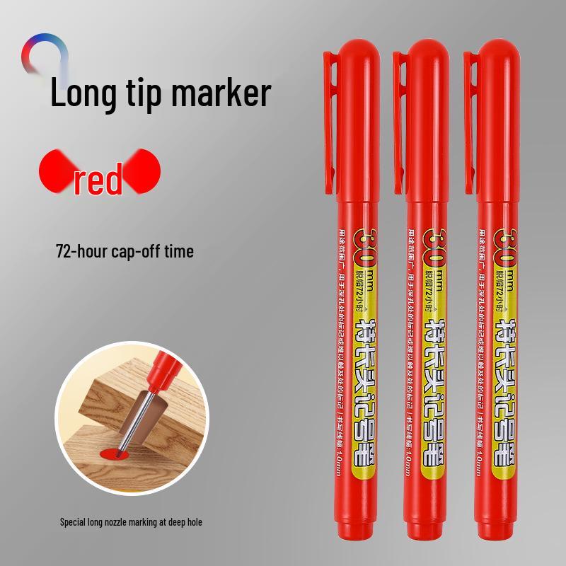 Refillable Waterproof Long-Tip 30MM Woodworking Marker Pen with Deep-Hole Non-Fading Ink