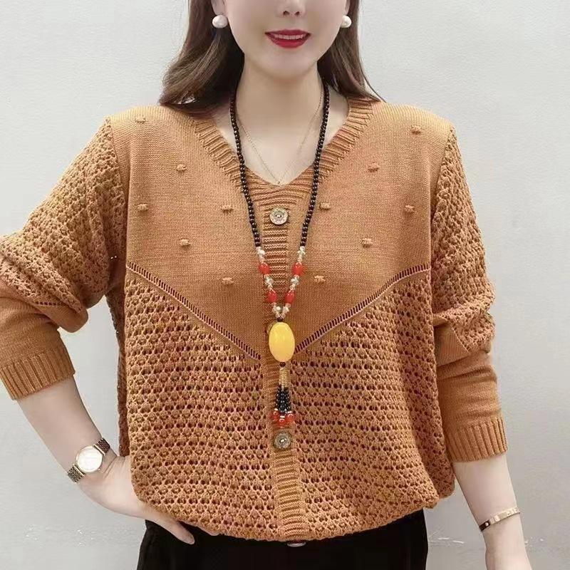 Dünner Strickpullover Lässiger Lockere Passform Polyesterfaser Teenager Mädchen Frühling Sommer Herbst Modischer Schlankmachender Überwurf