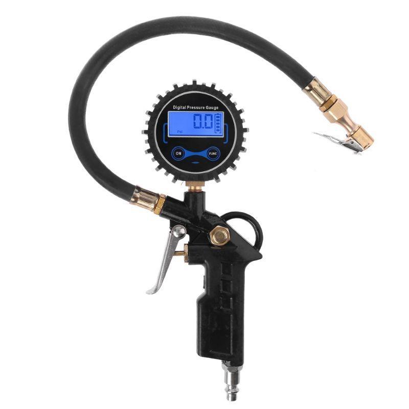 

Digital Tire Pressure Gauge 200 PSI Air Pressure Gauge Heavy Duty Metal Rubber чорний