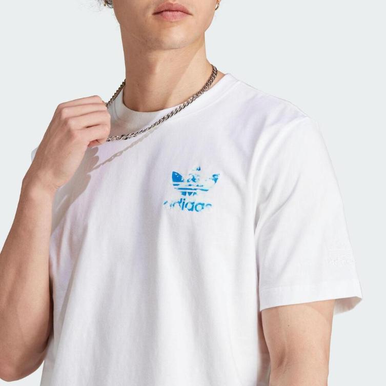 Adidas Originals Trefoil Letter Print Crew Neck Short Sleeve T-Shirt Men Tops White II8169