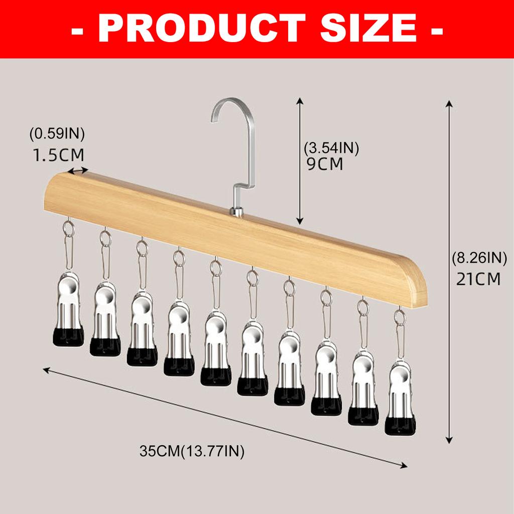 Wooden Hanger For Hats Clothing Vertical Storage Space Saving Organizers With Stainless Steel Construction