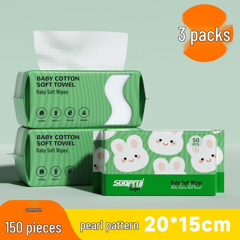 Soft Cotton Facial & Baby Wipes for Dry/Wet Use - Makeup Remover & Cleanser, Non-Pure 100% Cotton
