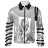 Costume en Cuir Argenté Michael Jackson Avec Veste à Manches Longues Pour Halloween Spectacle sur Scène