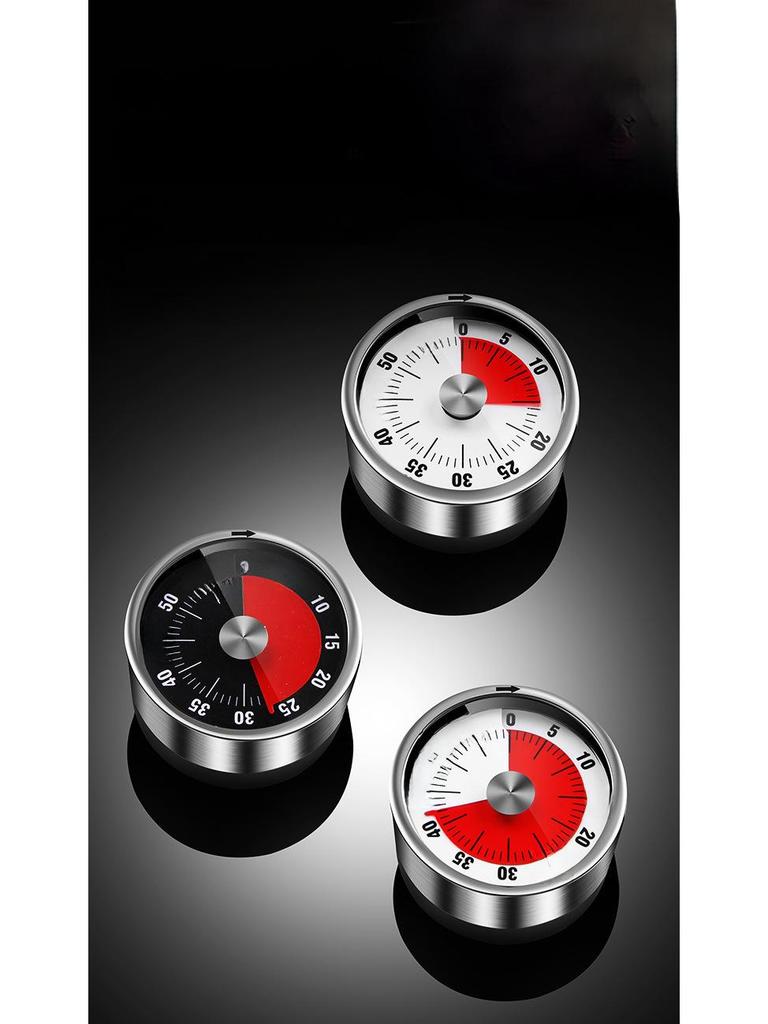 Stainless Steel Magnetic Kitchen Timer with Visual Countdown and Portable Design