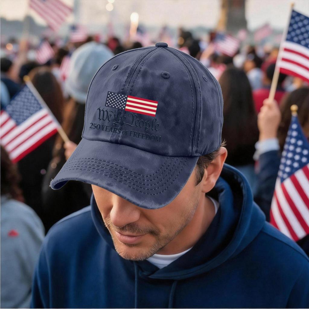 Men's and women's distressed washed casual baseball caps, flag letter print hats