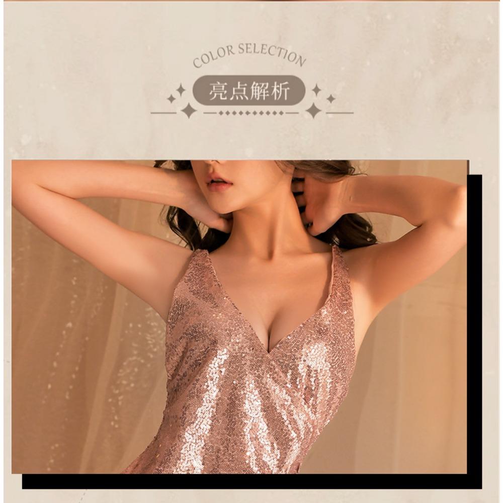 Night Cake, New Sexy Underwear, Uniform Pajamas, Nightgowns, Women's Nightclub Glitter Skirt, Suspender Hip Skirt, Deep V Temptation