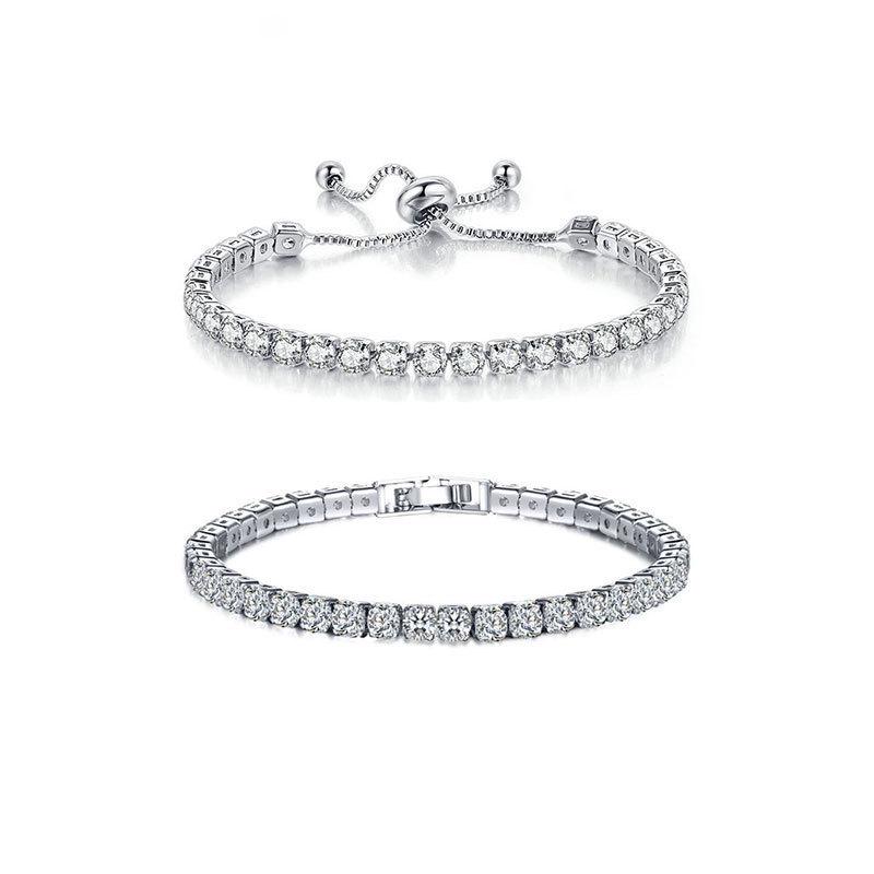 Elegant 4mm Zircon Adjustable Tennis Bracelet Set