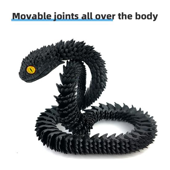 3D Printed Snake Figurine Movable Joints Snake Figure Articulated Animal Model Toy Home Office Bookshelf Desktop Decoration Ornament