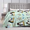 Cute Pingu Penguin Warm Blanket Decorative Plush Throw Blanket Funny Outdoor Flannel Bedspread Sofa Bed Cover
