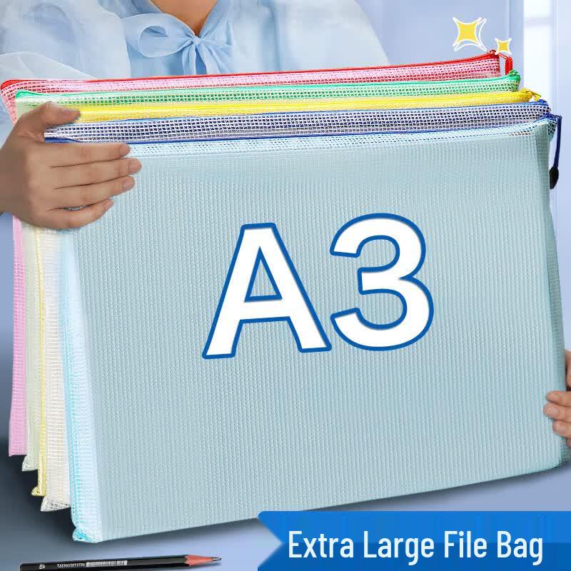 USAN HOME A3 Transparent Mesh Zipper File Bag
