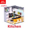 Set MOC Steine Haus Einrichtung Badezimmer Küche City Friends Haus Bauen Lernspielzeug Geschenk